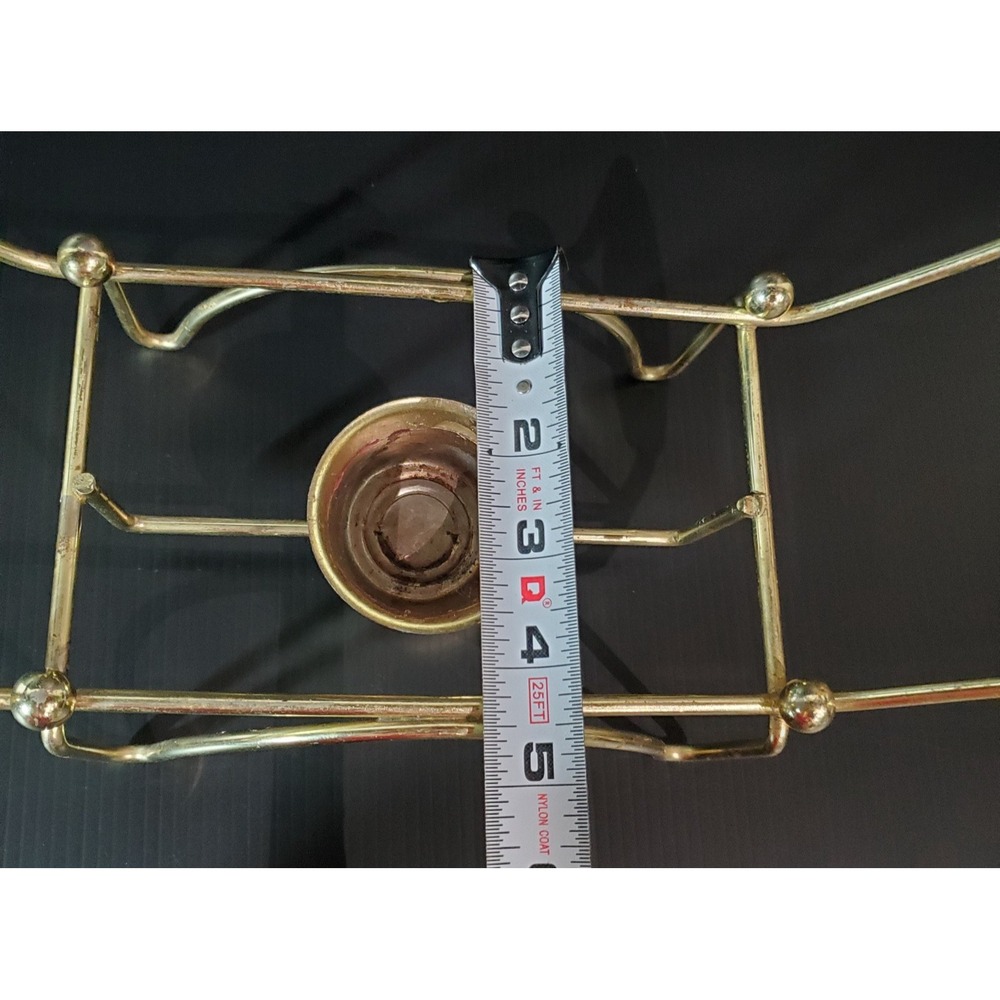 Vintage Mid Century Modern chafing stand metal w/ wood handles, warming stand - Picture 11 of 12
